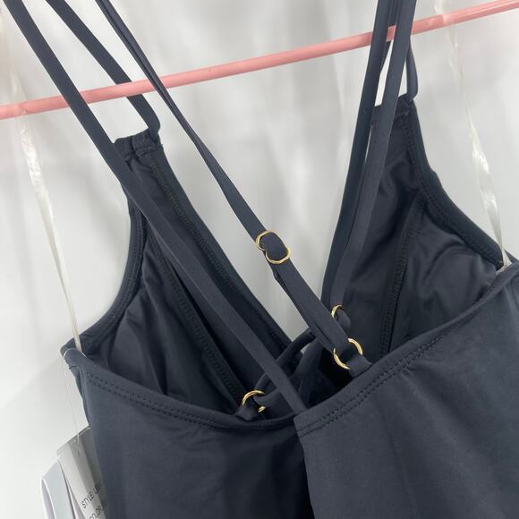 La Blanca Swimsuit SZ 4 Island Goddess Ruched Black One Piece Wired Padding NWT - Picture 11 of 16